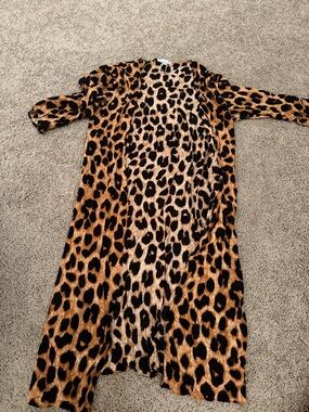 Leopard Print Longline cardigan  - Brown/Black
